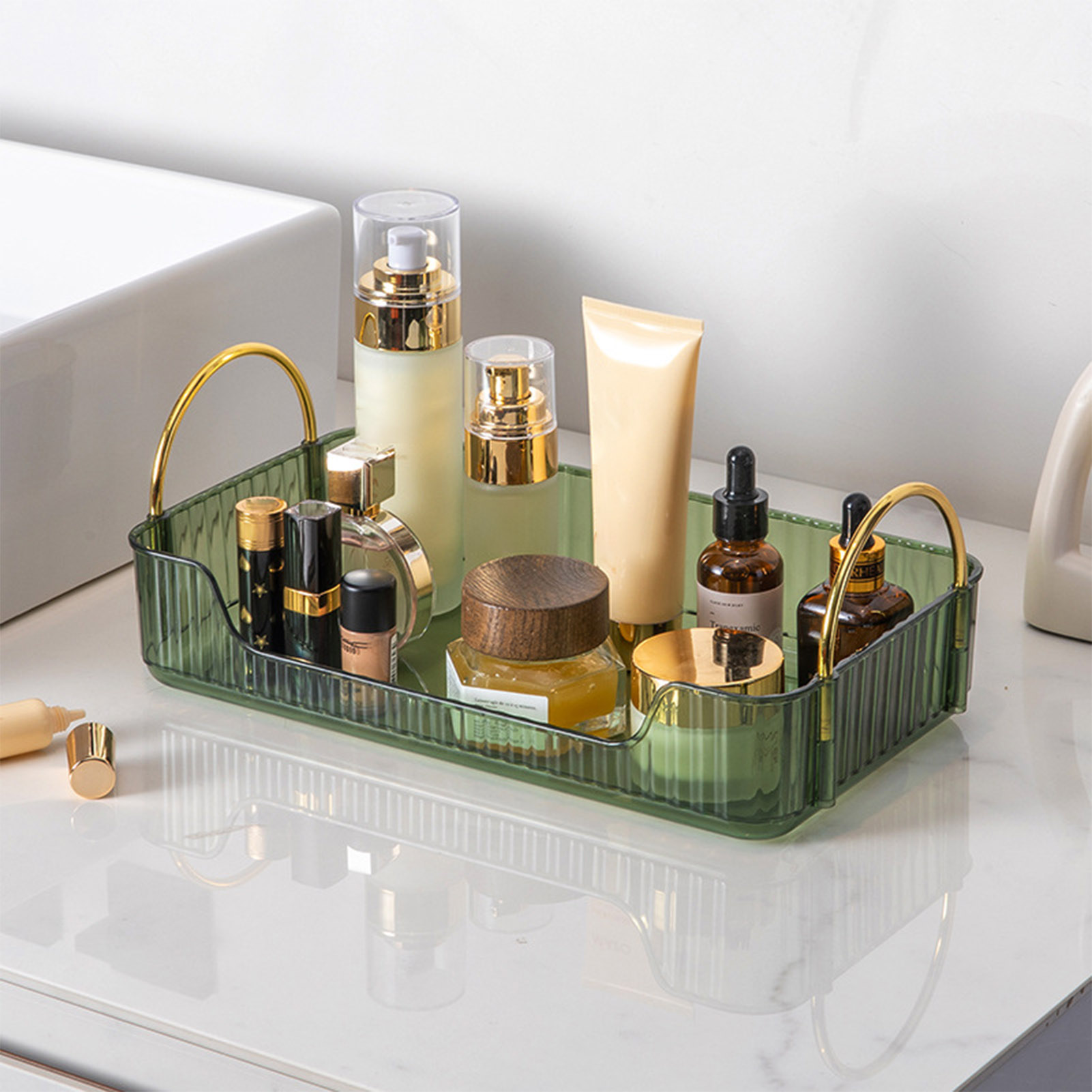 Luxury Skincare Tray - Badkamerorganizerrek Licht Luxe Acryl Opbergdoos voor
