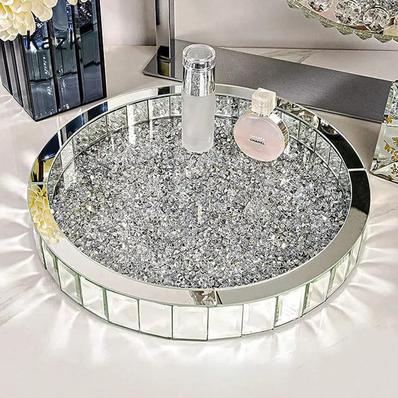 Luxury Skincare Tray - Luxe Diamond Inlay Glazen Opbergbakken Decoratieve